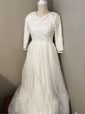 Affordable modest Dainty Jewells wedding dress